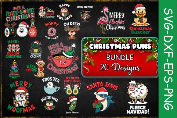 Christmas Puns SVG Bundle: Graphics and Crafts for Seasonal Publishing