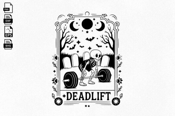 Deadlift Skeleton Tarot Card Svg Design Graphics and Crafts