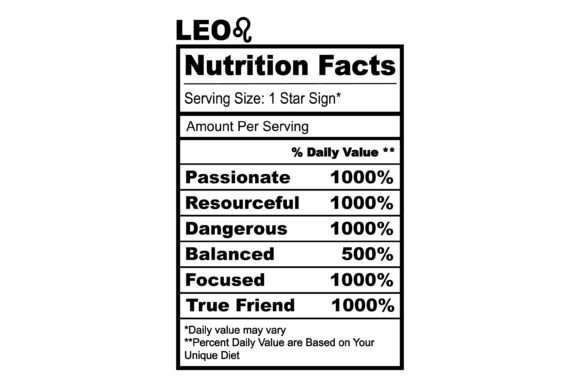 Leo Zodiac Nutrition Facts SVG Graphics Review