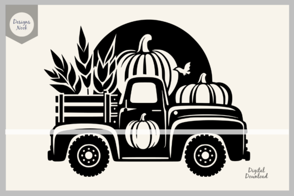Pumpkin Truck SVG Clipart Silhouette PNG
